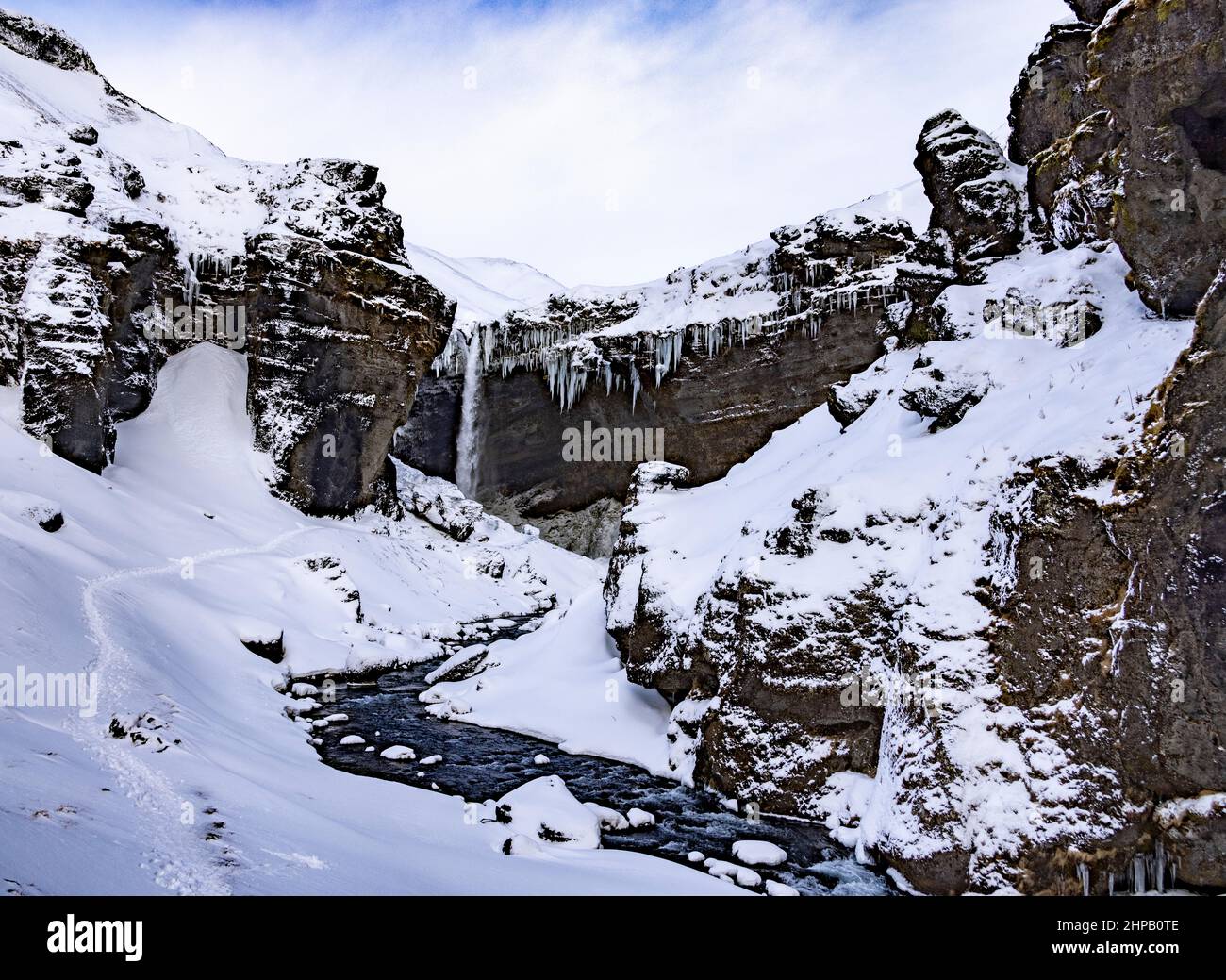 waterfall at Kvernufoss, Vatnajokull National Park, south east Iceland Stock Photo