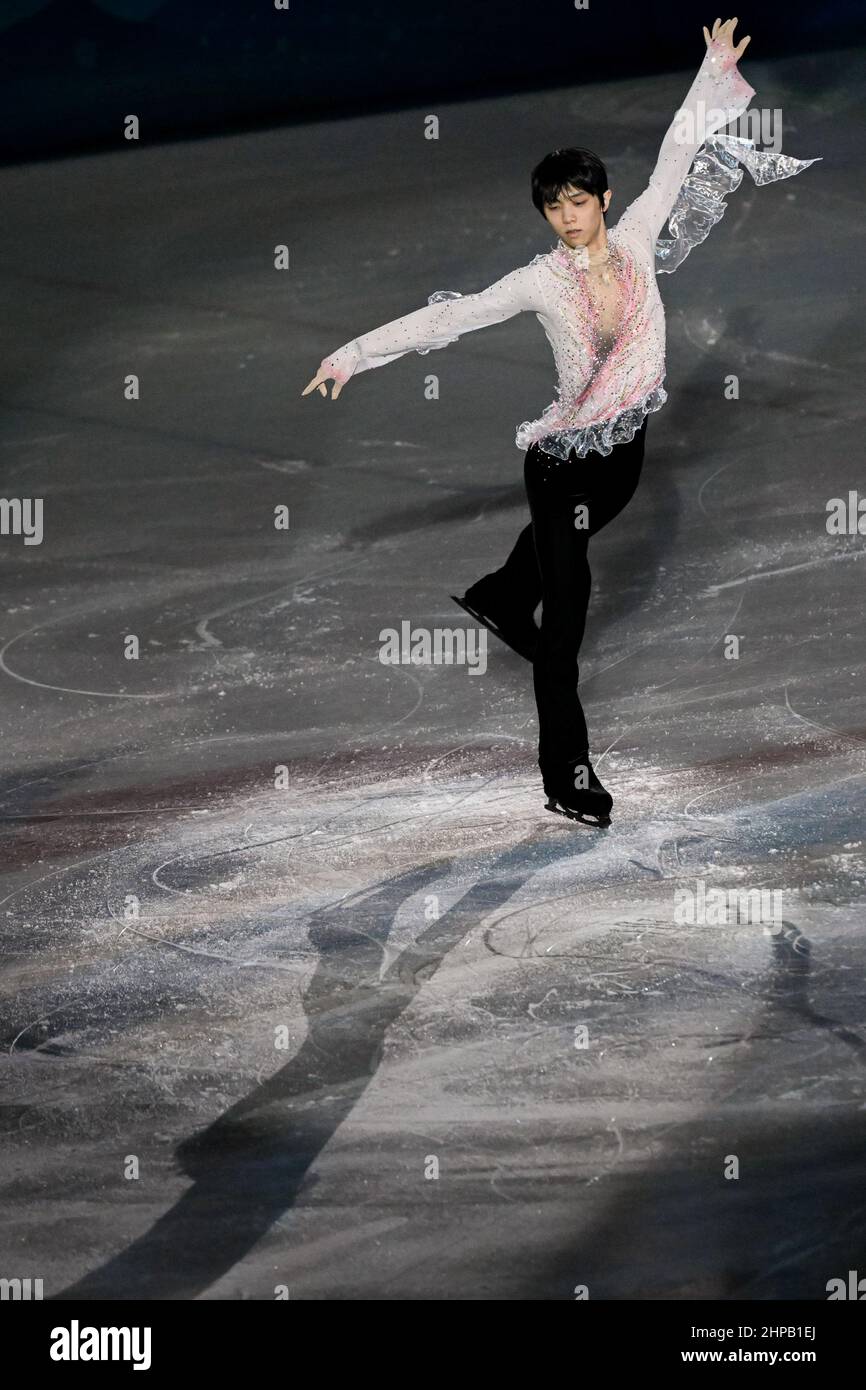 Beijing, China. 20th Feb, 2022. Hanyu Yuzuru of Japan performs during the figure  skating gala event of the Beijing 2022 Winter Olympics at Capital Indoor  Stadium in Beijing, capital of China, Feb.