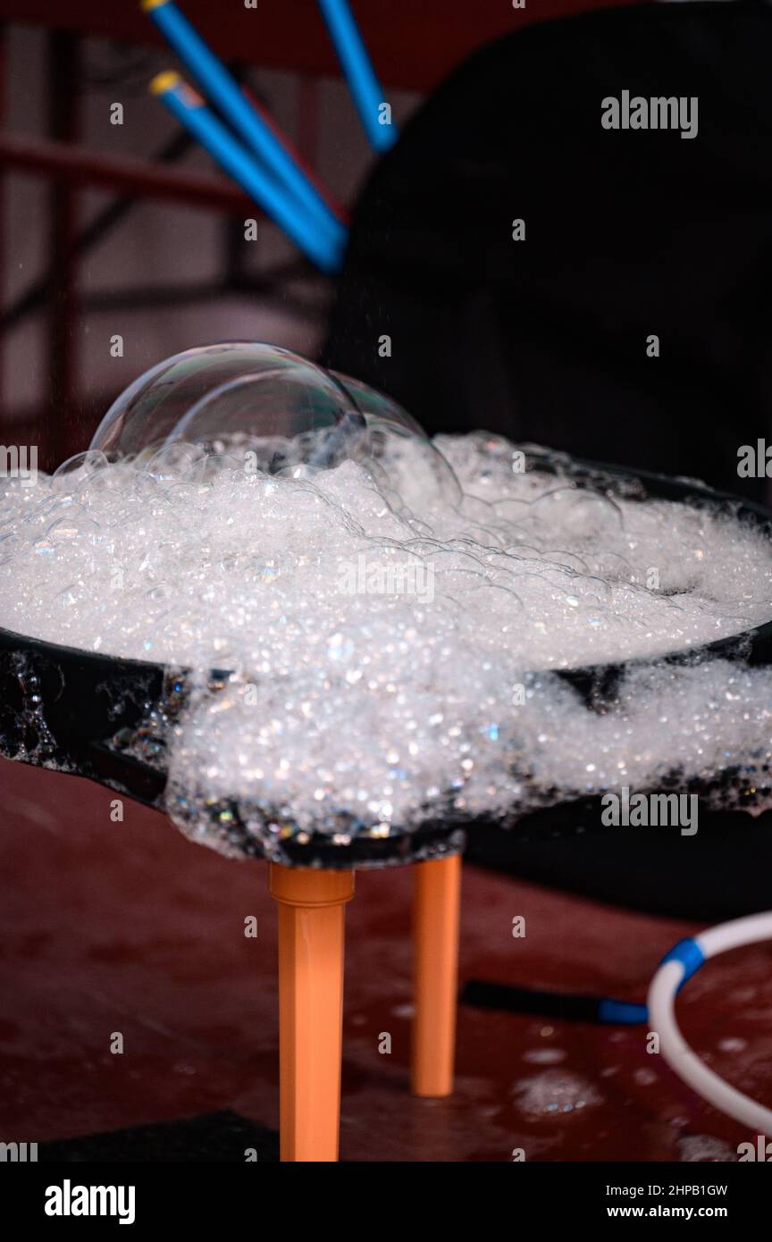 bubble show and all and accessories for it, soap solution for bubbles