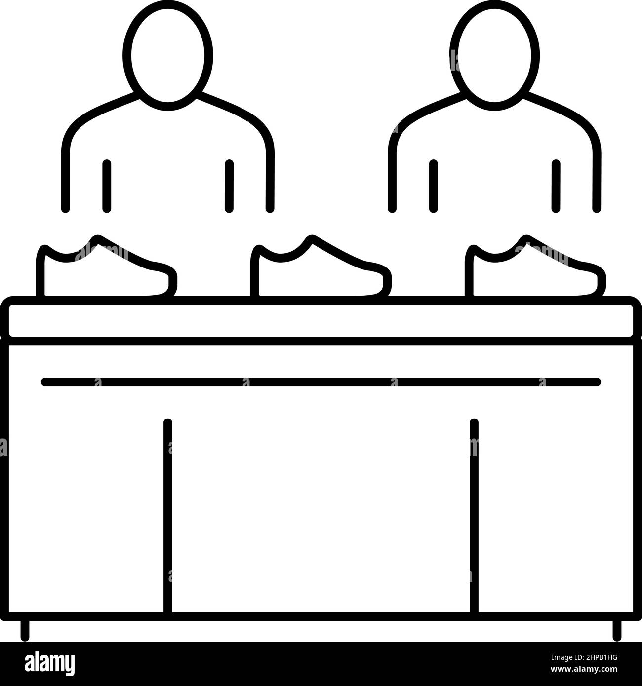 shoe conveyor control workers line icon vector illustration Stock ...
