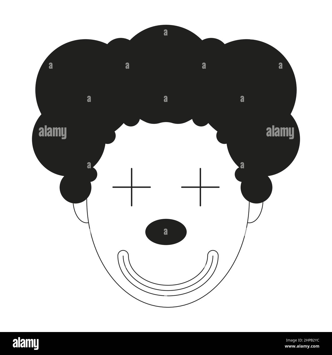 Clown face grey white icon flat design Stock Vector