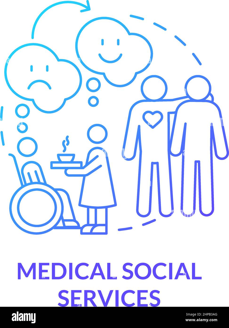 Medical social services blue gradient concept icon Stock Vector