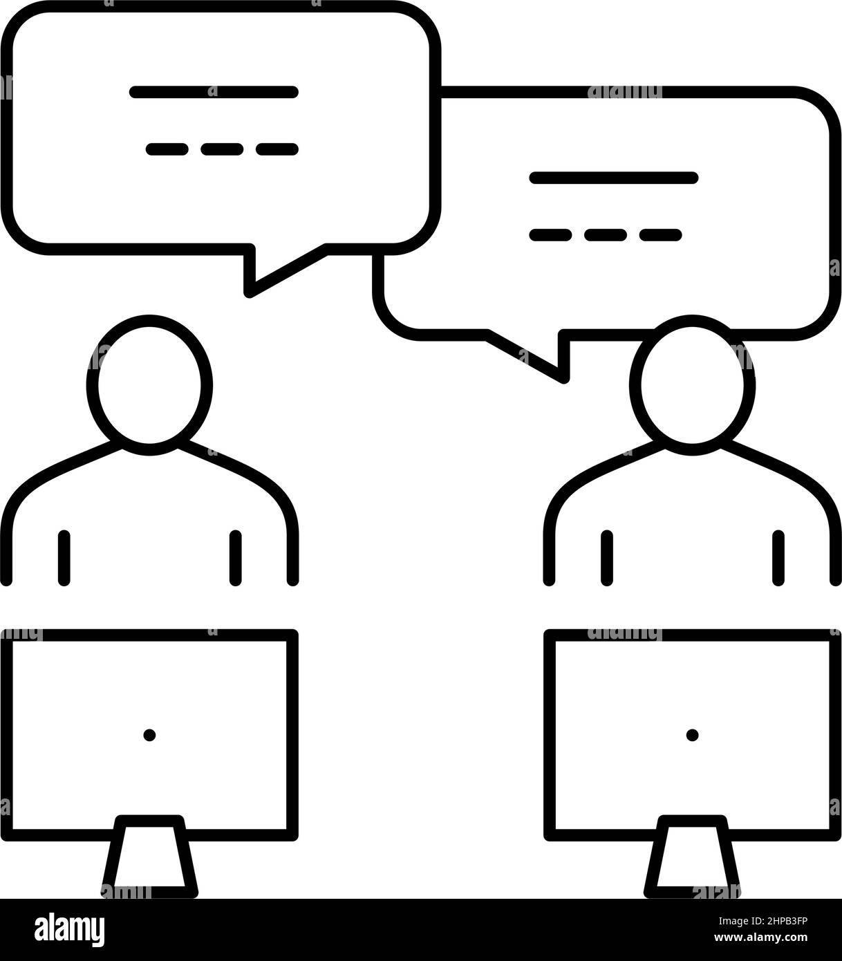 colleagues communication workspace line icon vector illustration Stock ...