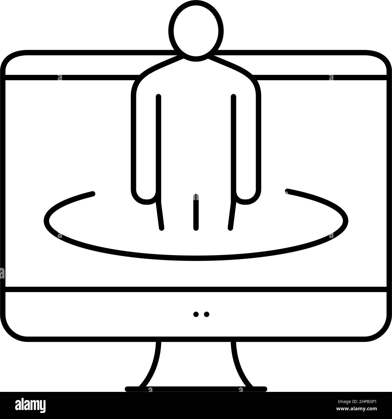 human on computer screen line icon vector illustration Stock Vector ...