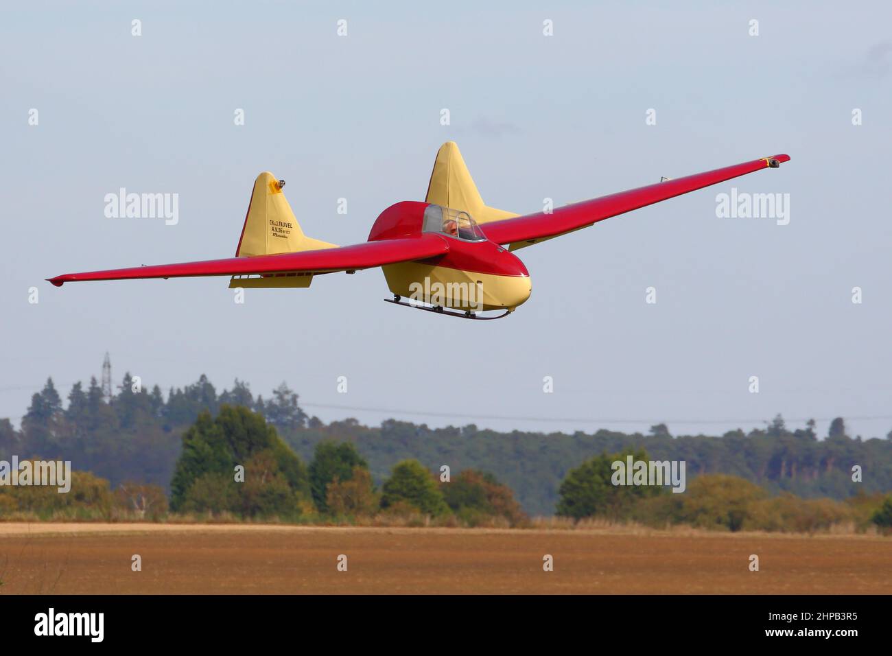 The Fauvel AV.36 was a single-seat tailless glider designed in France in the 1950s by Charles Fauvel at Old Warden Stock Photo
