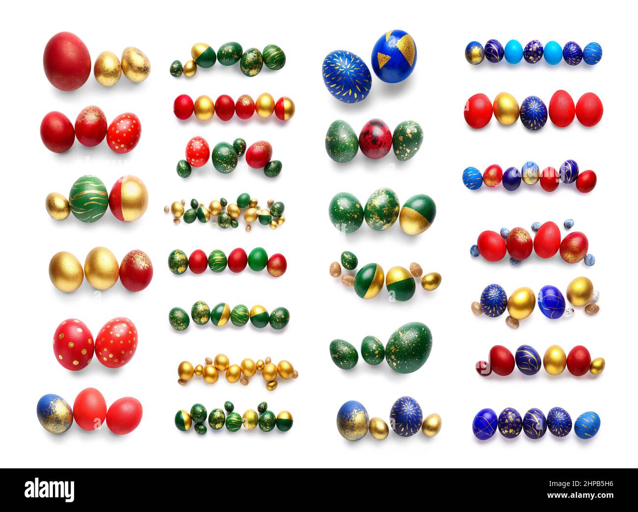 Set of colorful Easter eggs isolated on white Stock Photo - Alamy