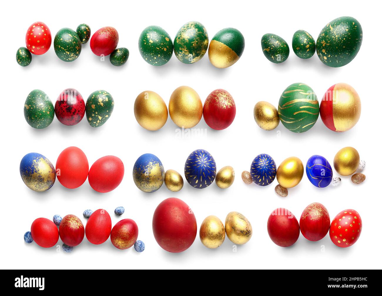 Set of colorful Easter eggs isolated on white Stock Photo - Alamy
