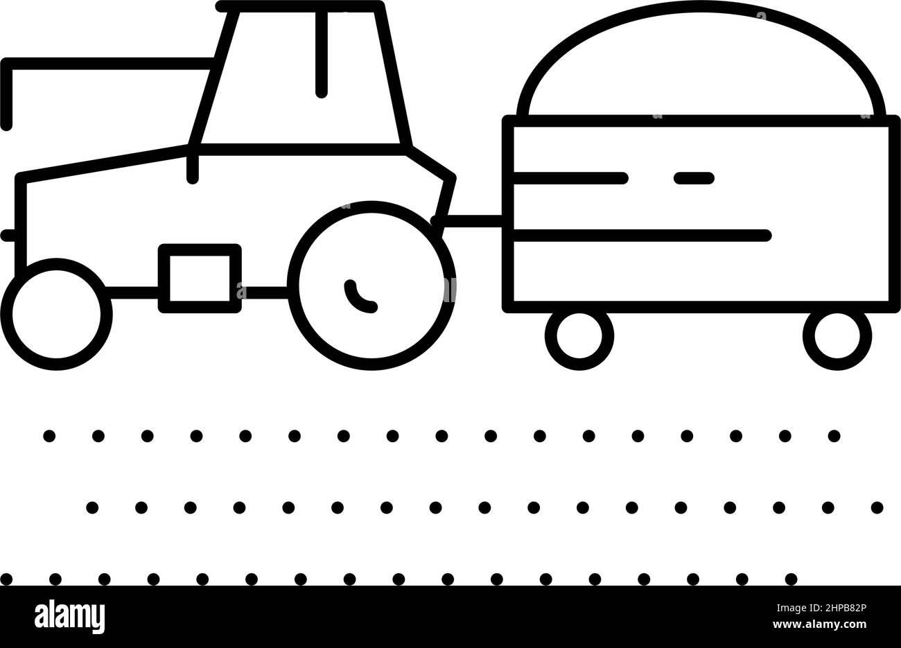 tractor with harvest on field line icon vector illustration Stock ...