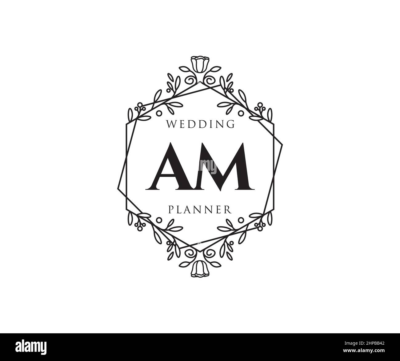 Premium Vector  Handdrawn wedding monogram am logo