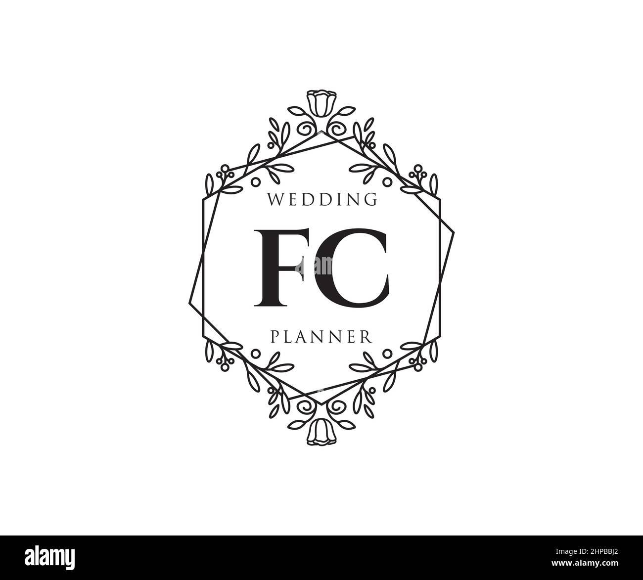 FC Initials letter Wedding monogram logos collection, hand drawn modern minimalistic and floral templates for Invitation cards, Save the Date, elegant Stock Vector