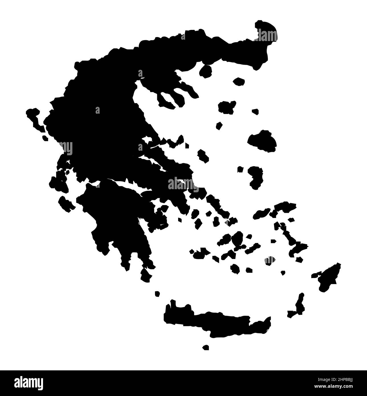 Outline silhouette map of Greece Islands isolated over a white background Stock Photo