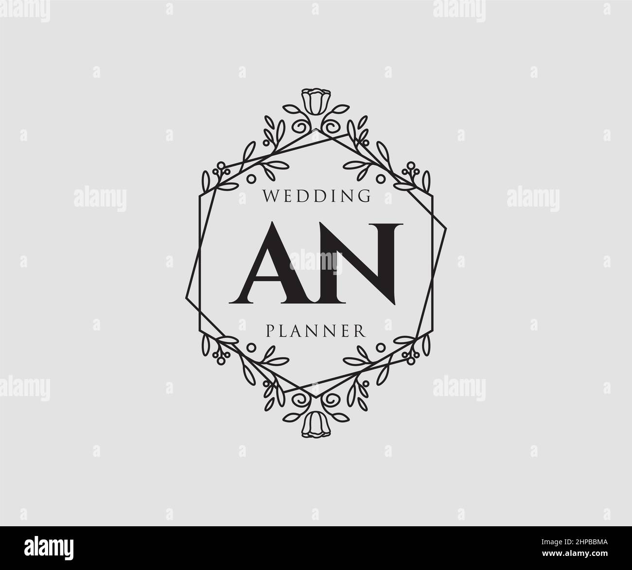AN Initials letter Wedding monogram logos collection, hand drawn modern ...