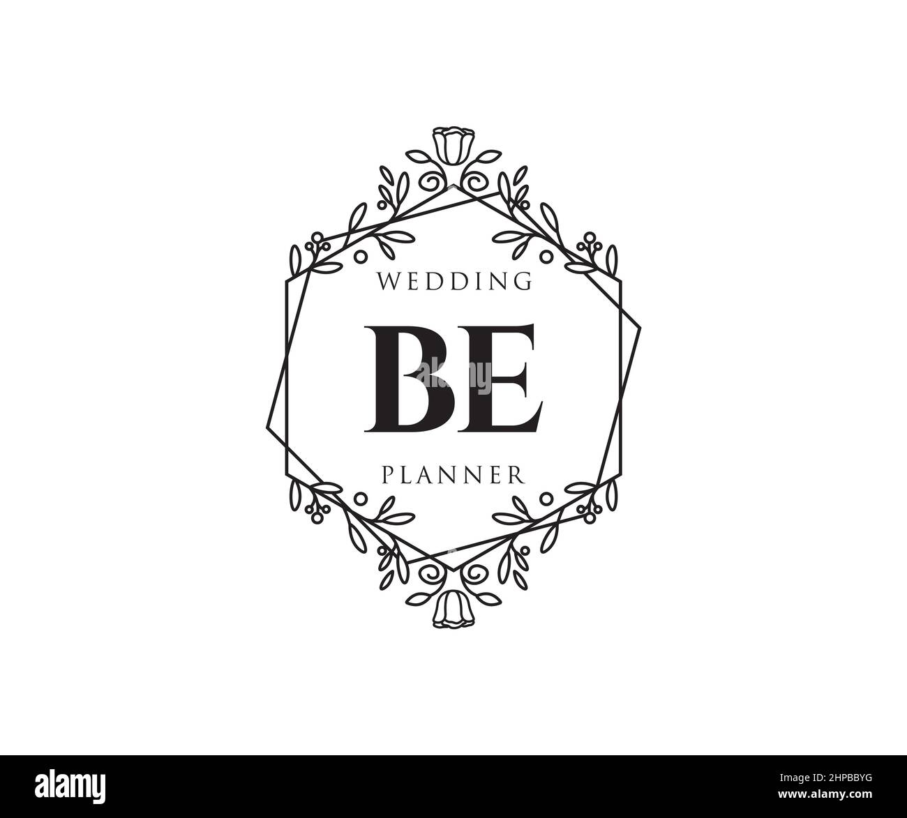 BE Initials letter Wedding monogram logos collection, hand drawn modern ...