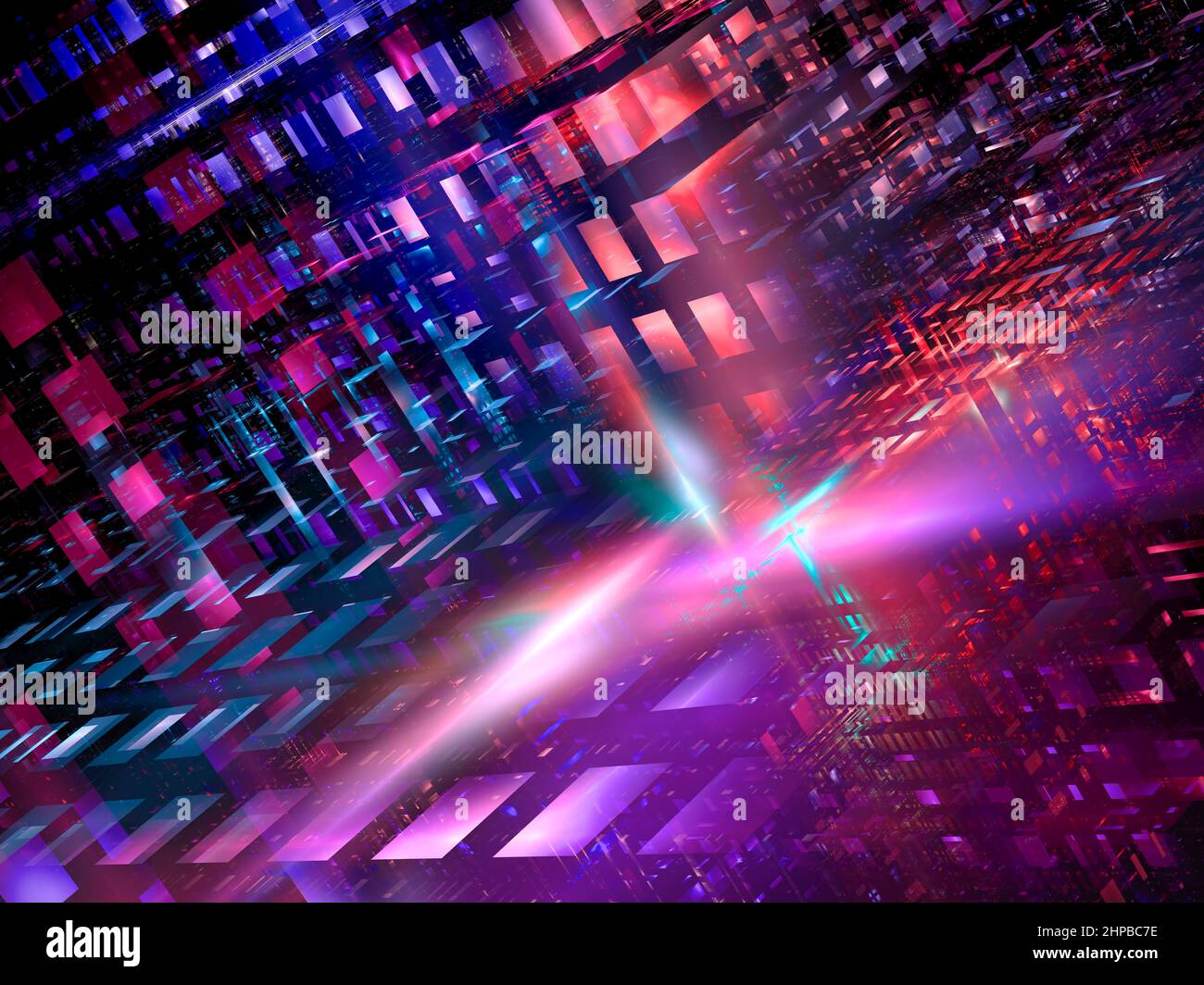 Bright structure of glass blocks - abstract computer generated 3d illustration Stock Photo