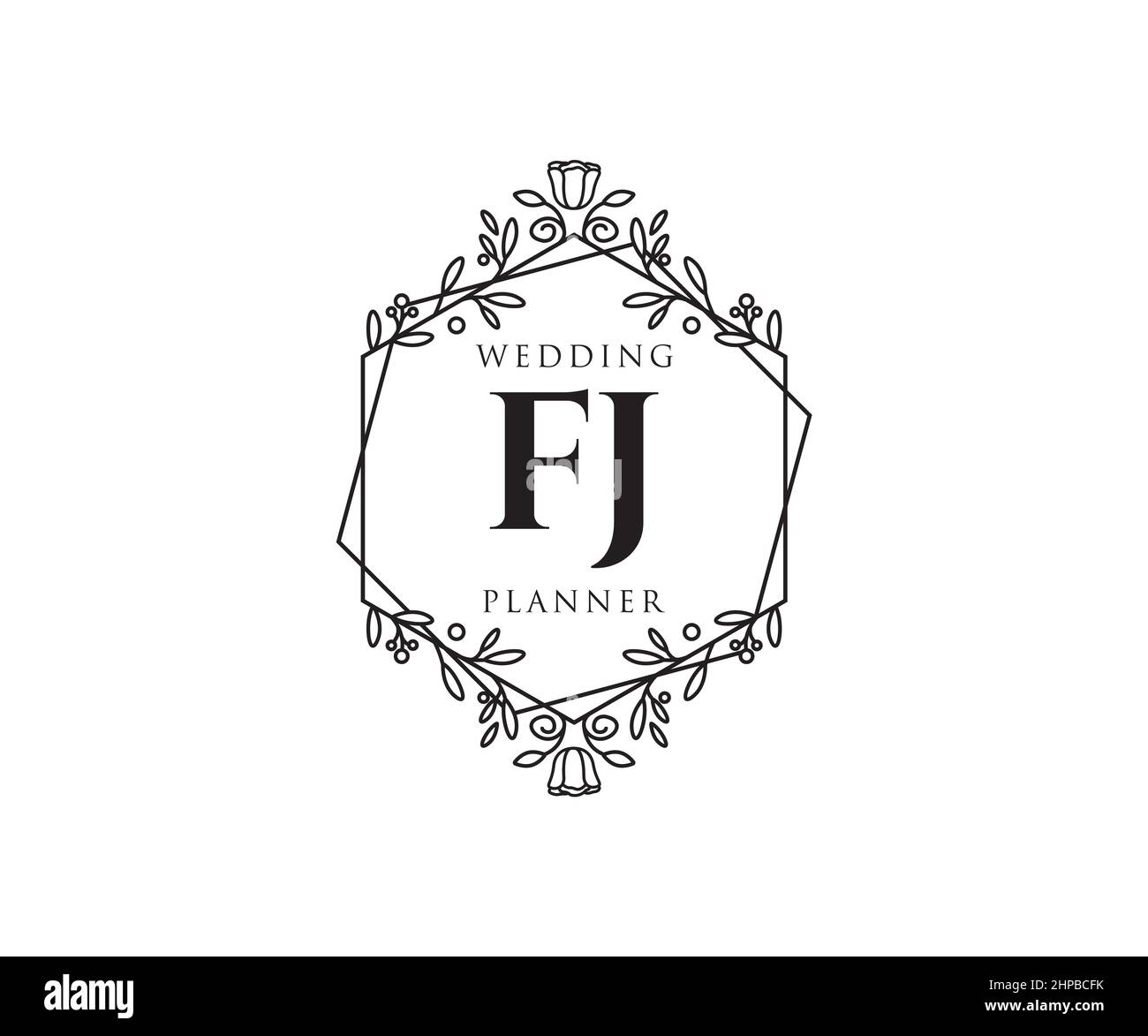 FJ Initials letter Wedding monogram logos collection, hand drawn modern ...