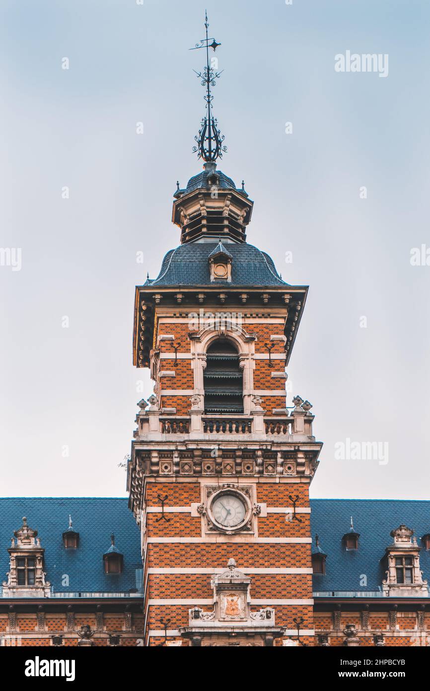 Twon Hall of Anderlecht at sunset, Brussels, Belgium Stock Photo