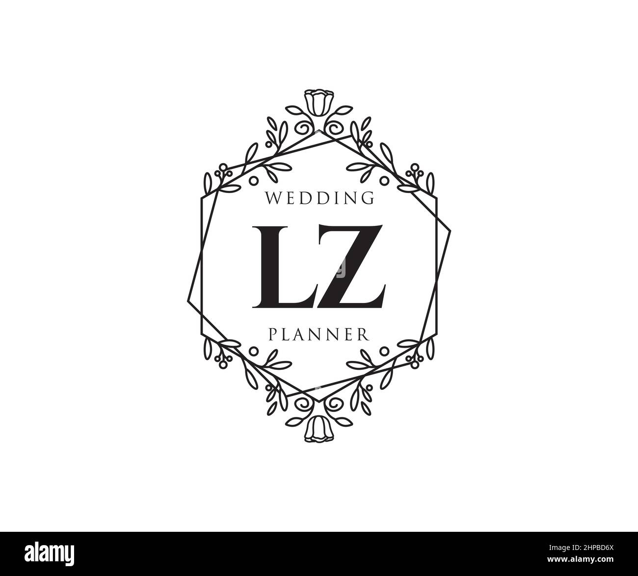 LZ Initials letter Wedding monogram logos collection, hand drawn modern ...