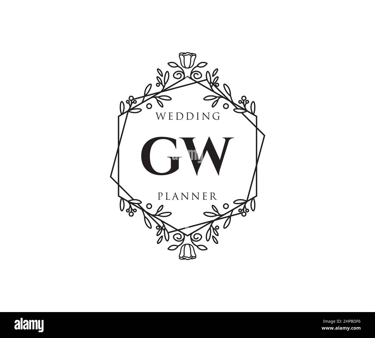 GW Initials letter Wedding monogram logos collection, hand drawn modern ...