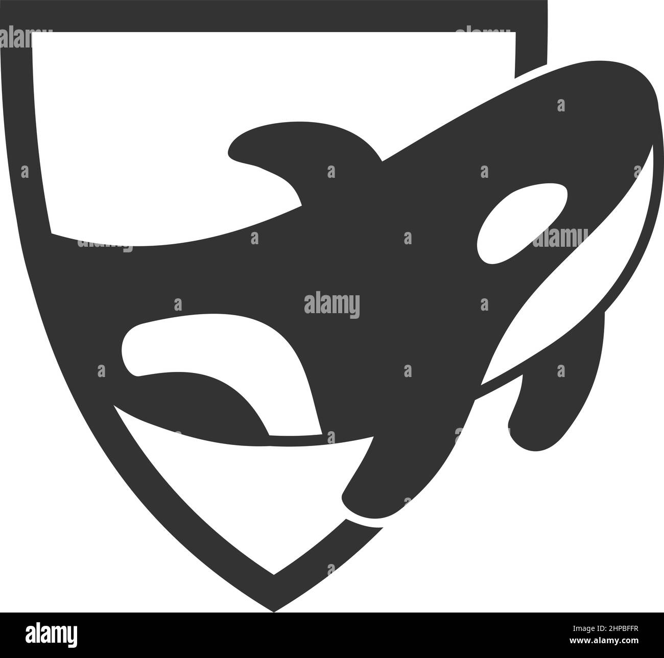 whale shield Icon Illustration Brand Identity Stock Vector