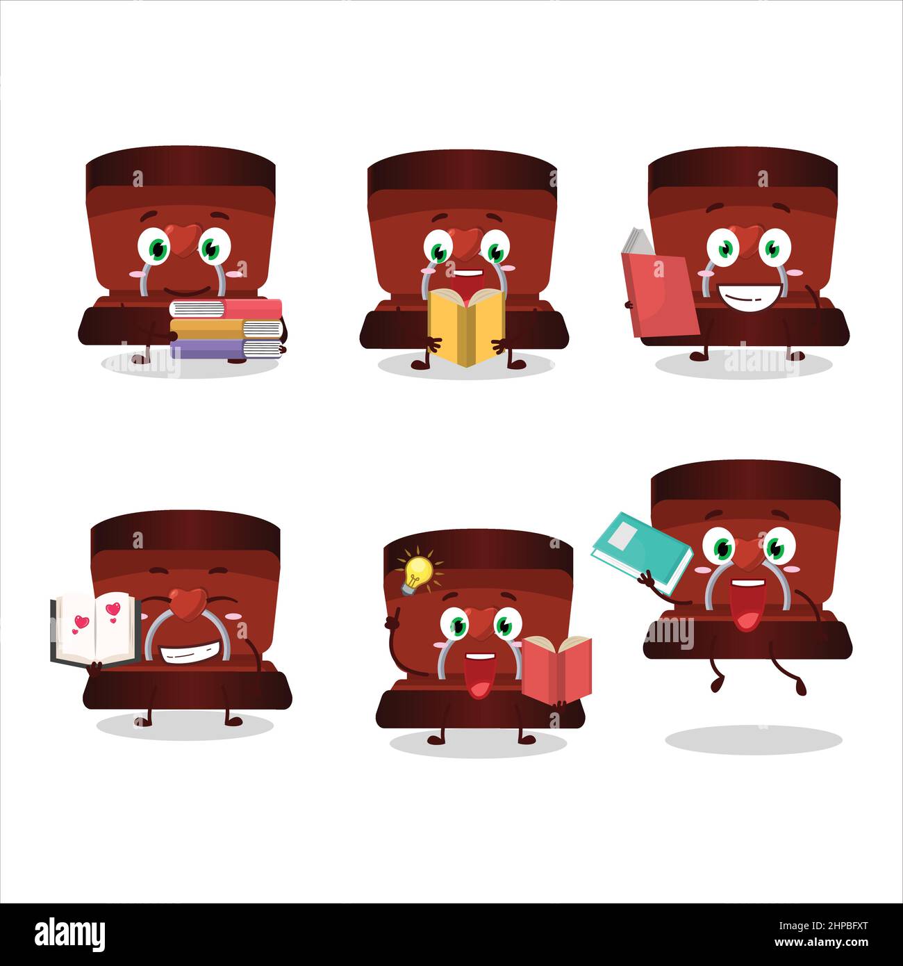 A picture of red ring box cartoon character concept reading an amusing ...