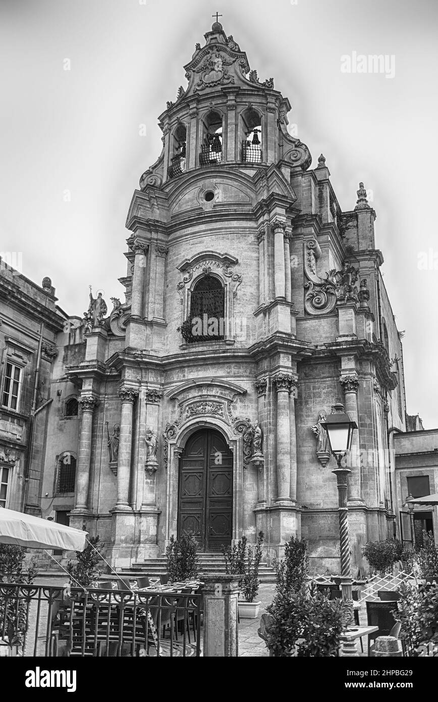 Facade of the church of San Giuseppe, in the Baroque district of Ibla, Ragusa, Sicily, Italy Stock Photo