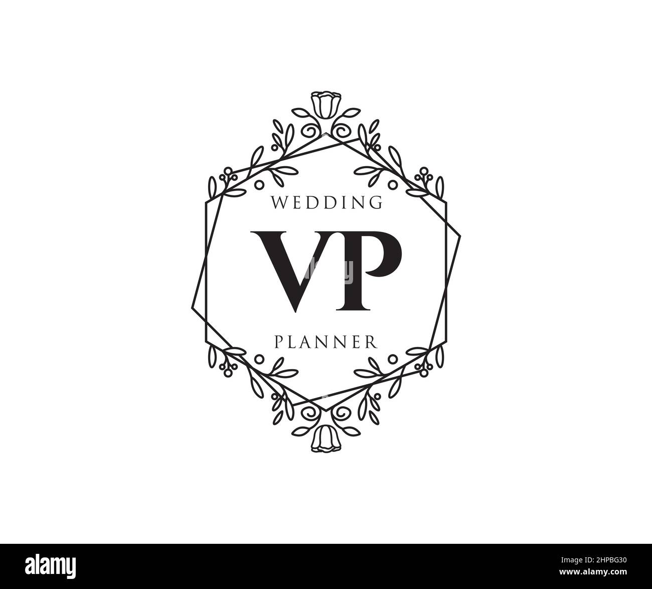 VP Initials letter Wedding monogram logos collection, hand drawn modern ...