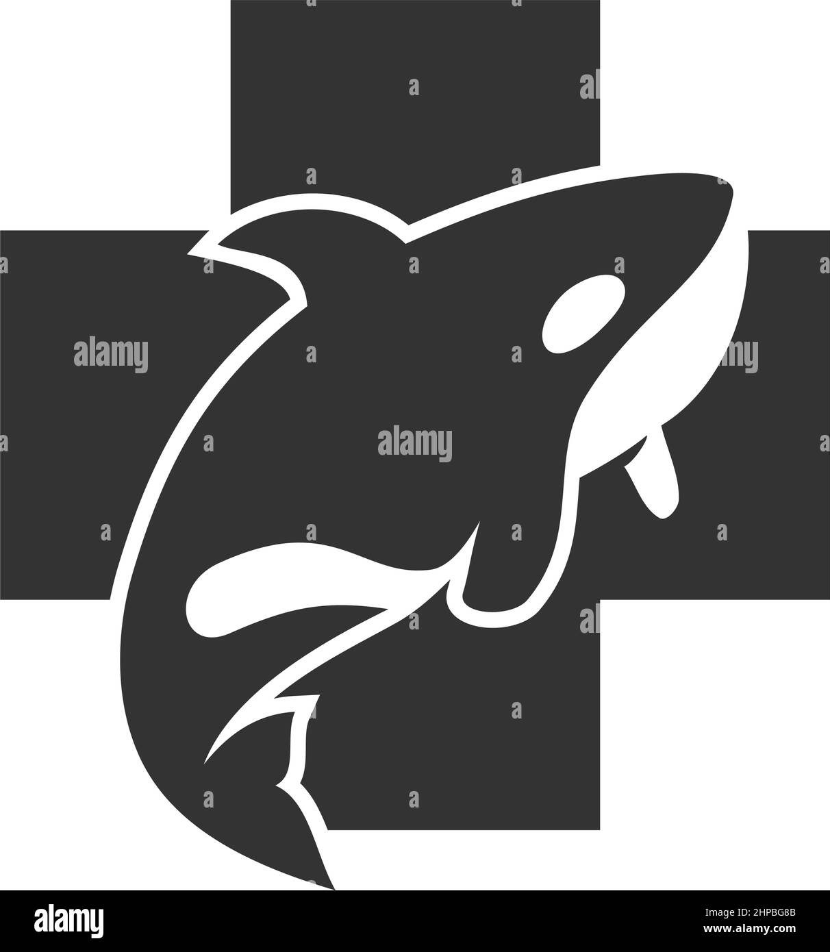 Whale health Icon Illustration Brand Identity Stock Vector