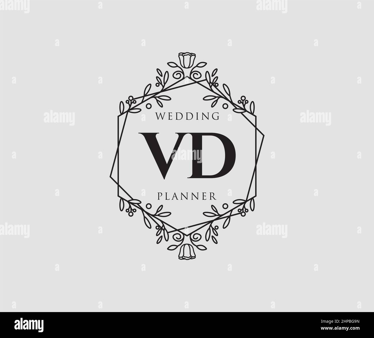 VD Initials letter Wedding monogram logos collection, hand drawn modern ...