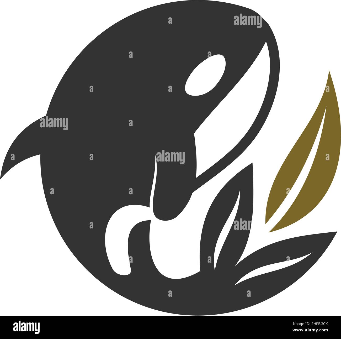 whale leaf Icon Illustration Brand Identity Stock Vector