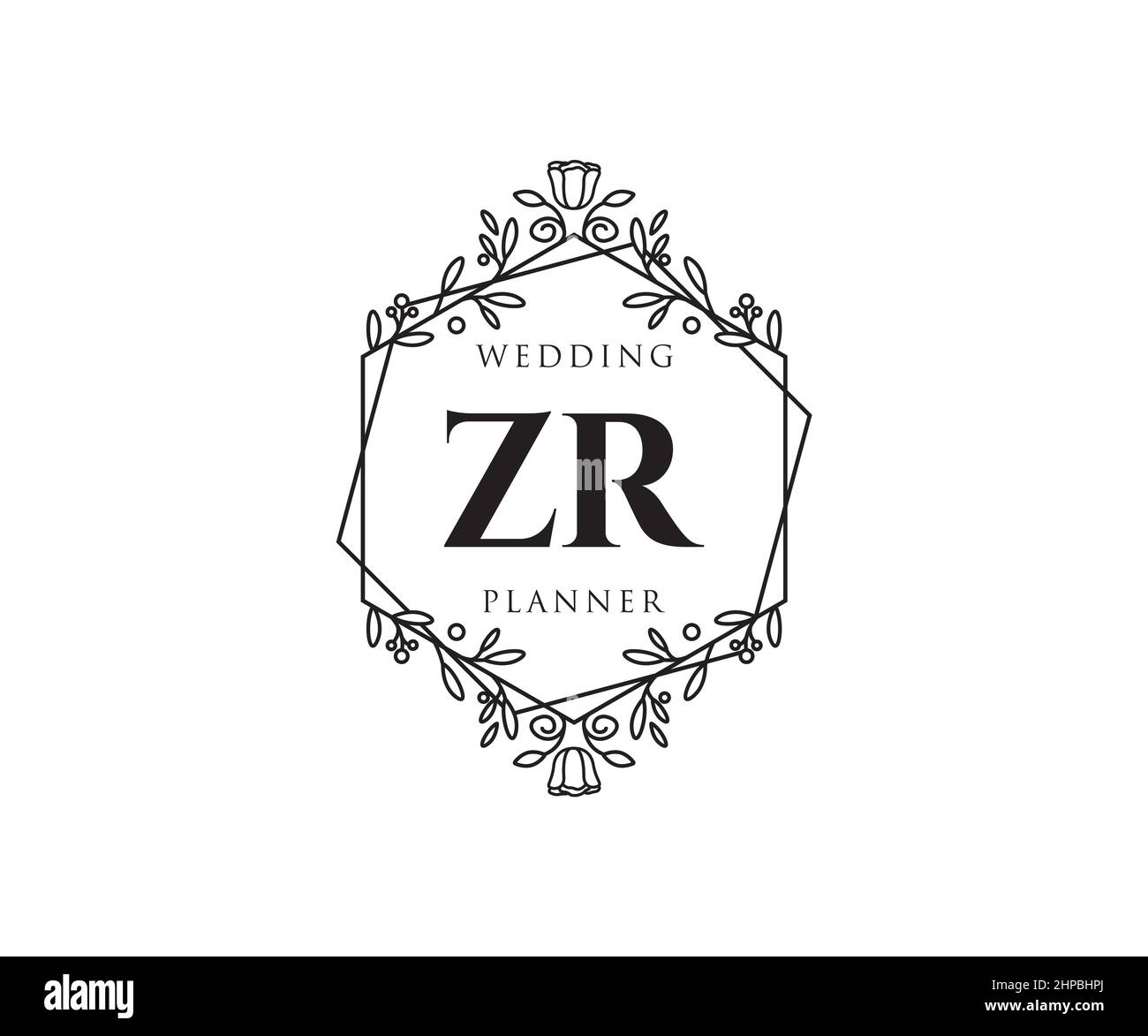 ZR Initials letter Wedding monogram logos collection, hand drawn modern ...