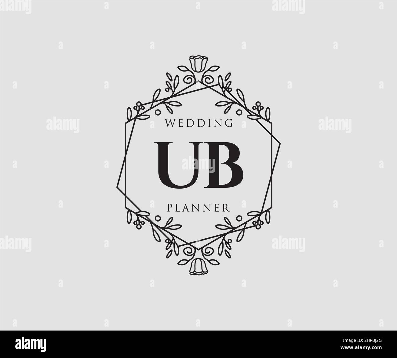 UB Initials letter Wedding monogram logos collection, hand drawn modern ...