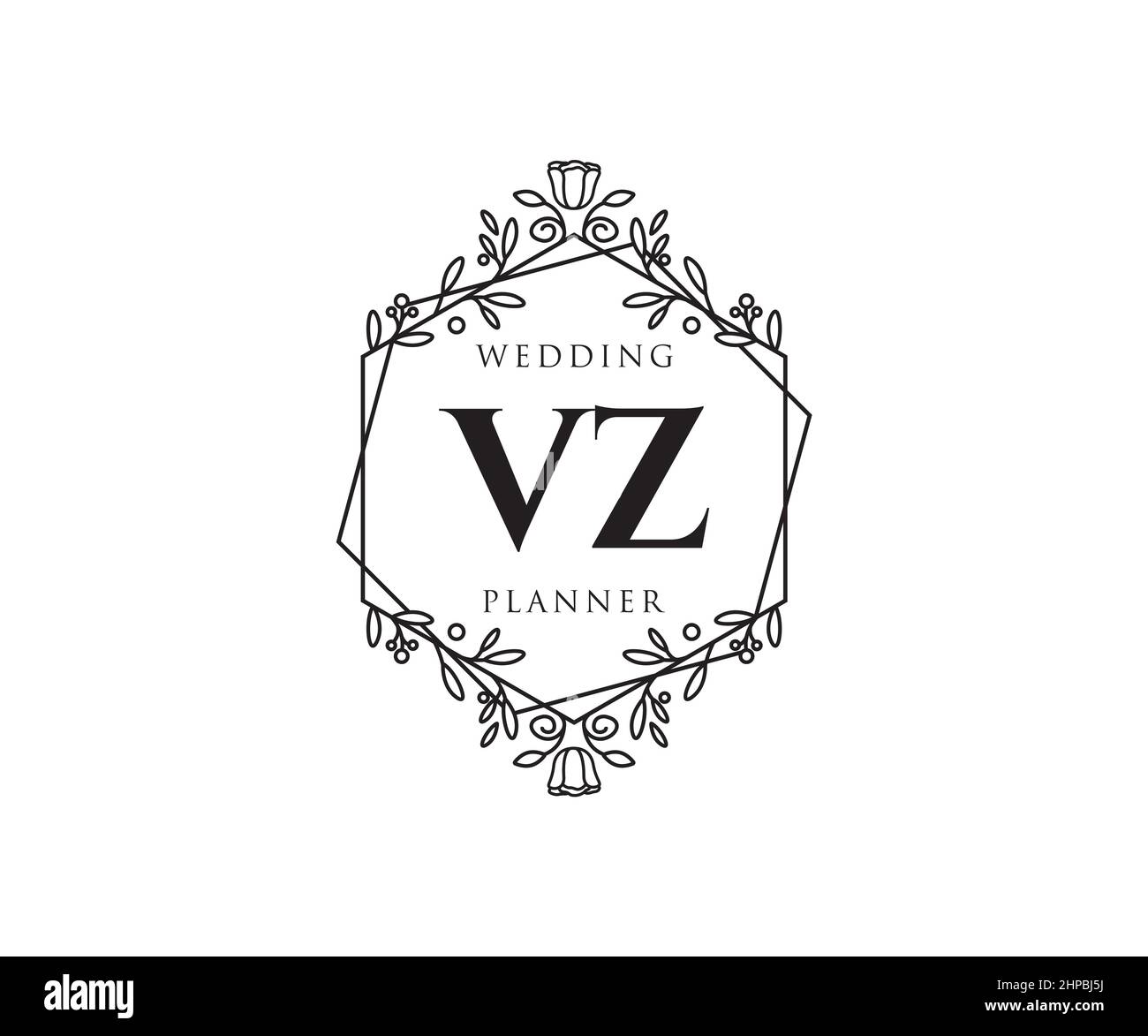 VZ Initials letter Wedding monogram logos collection, hand drawn modern ...