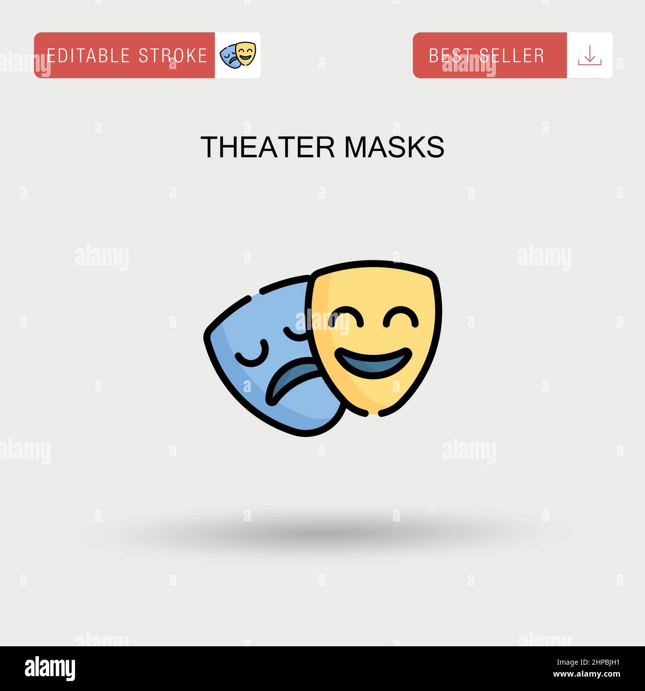 Theater masks Simple vector icon. Stock Vector
