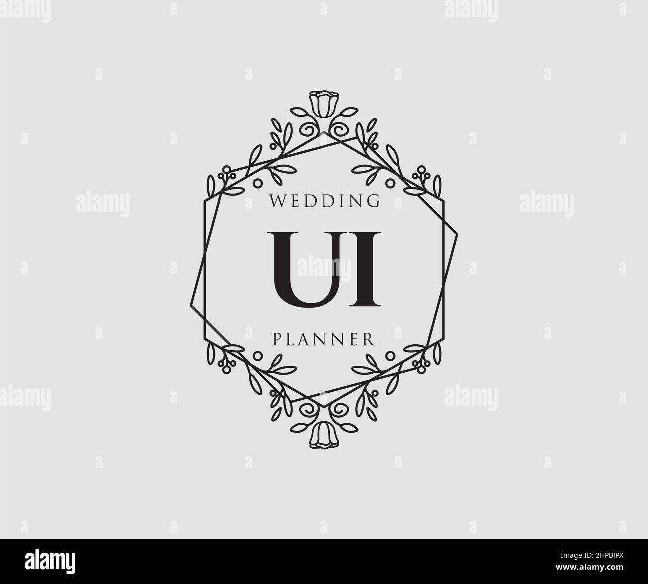 UI Initials letter Wedding monogram logos collection, hand drawn modern ...