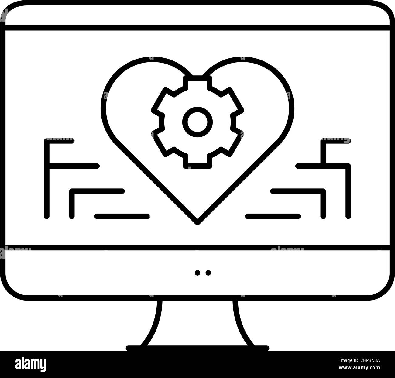 remote work on computer line icon vector illustration Stock Vector ...