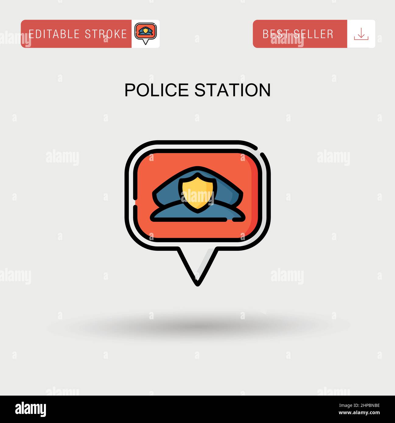 Police station Simple vector icon. Stock Vector