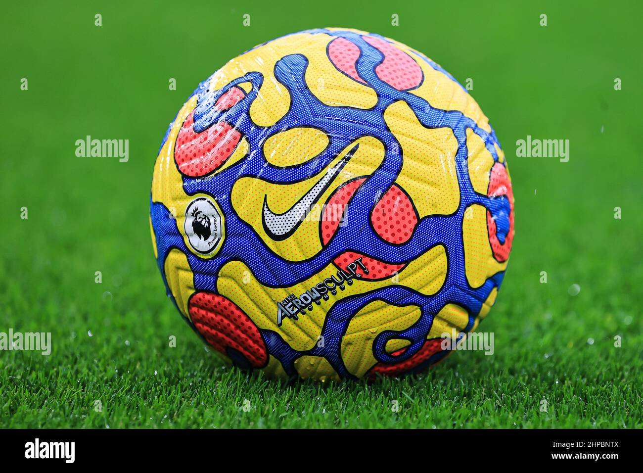 Premier League Nike Flight official match ball in ,  on 2/20/2022. (Photo by Mark Cosgrove/News Images/Sipa USA) Stock Photo