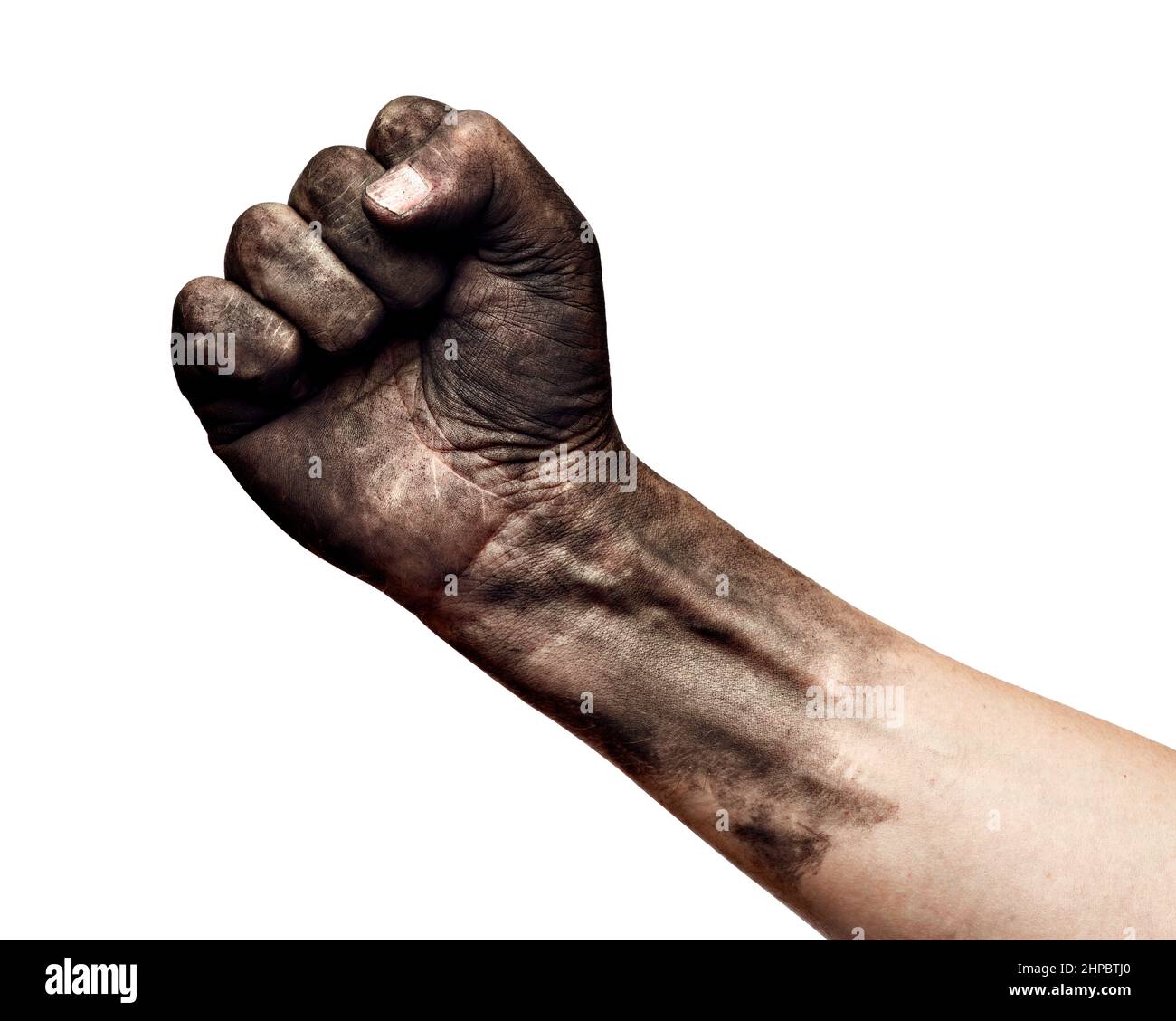hand dirty strenght power fightworker arm fist Stock Photo