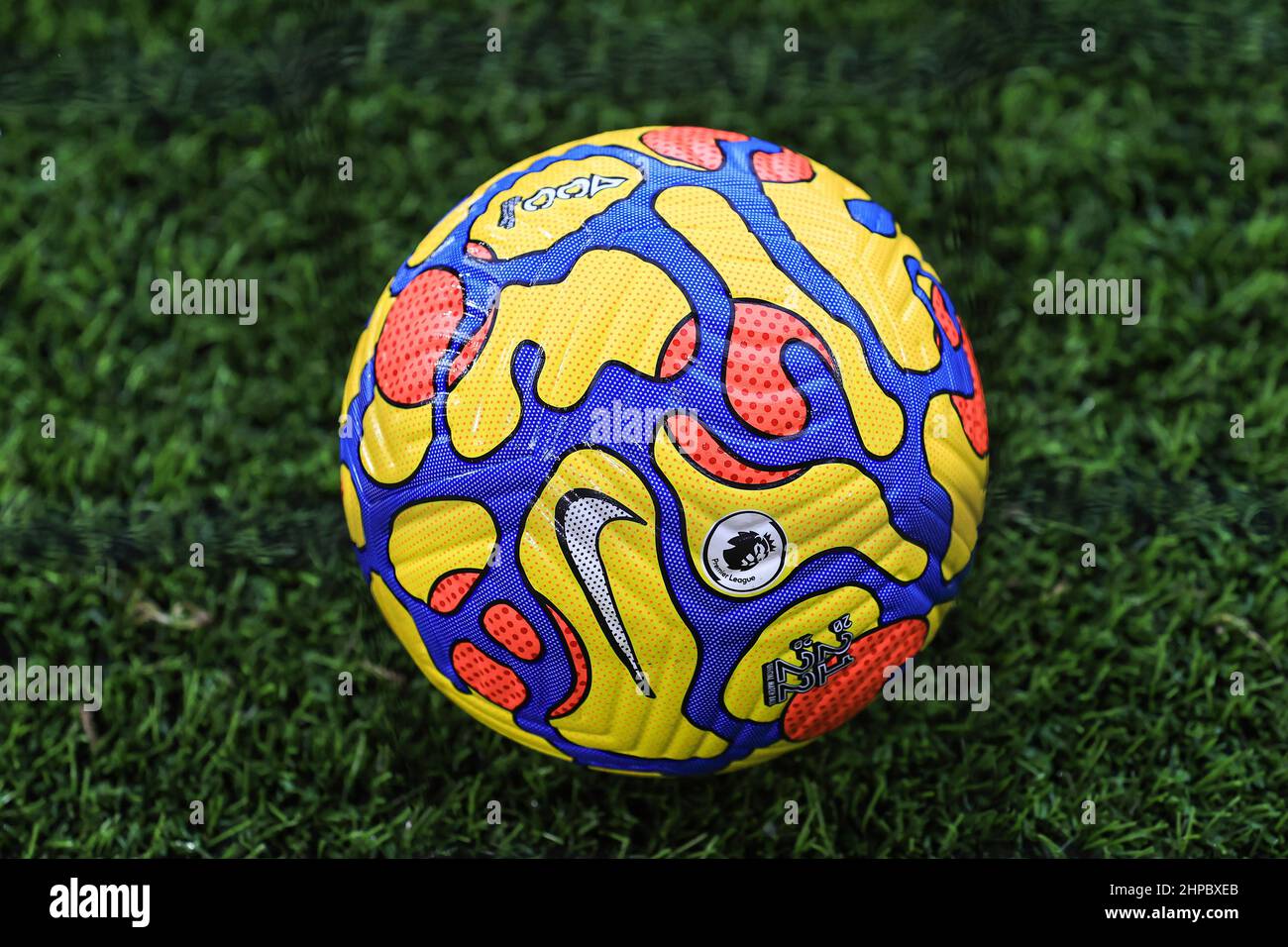 Premier League Nike Flight official match ball in ,  on 2/20/2022. (Photo by Mark Cosgrove/News Images/Sipa USA) Stock Photo