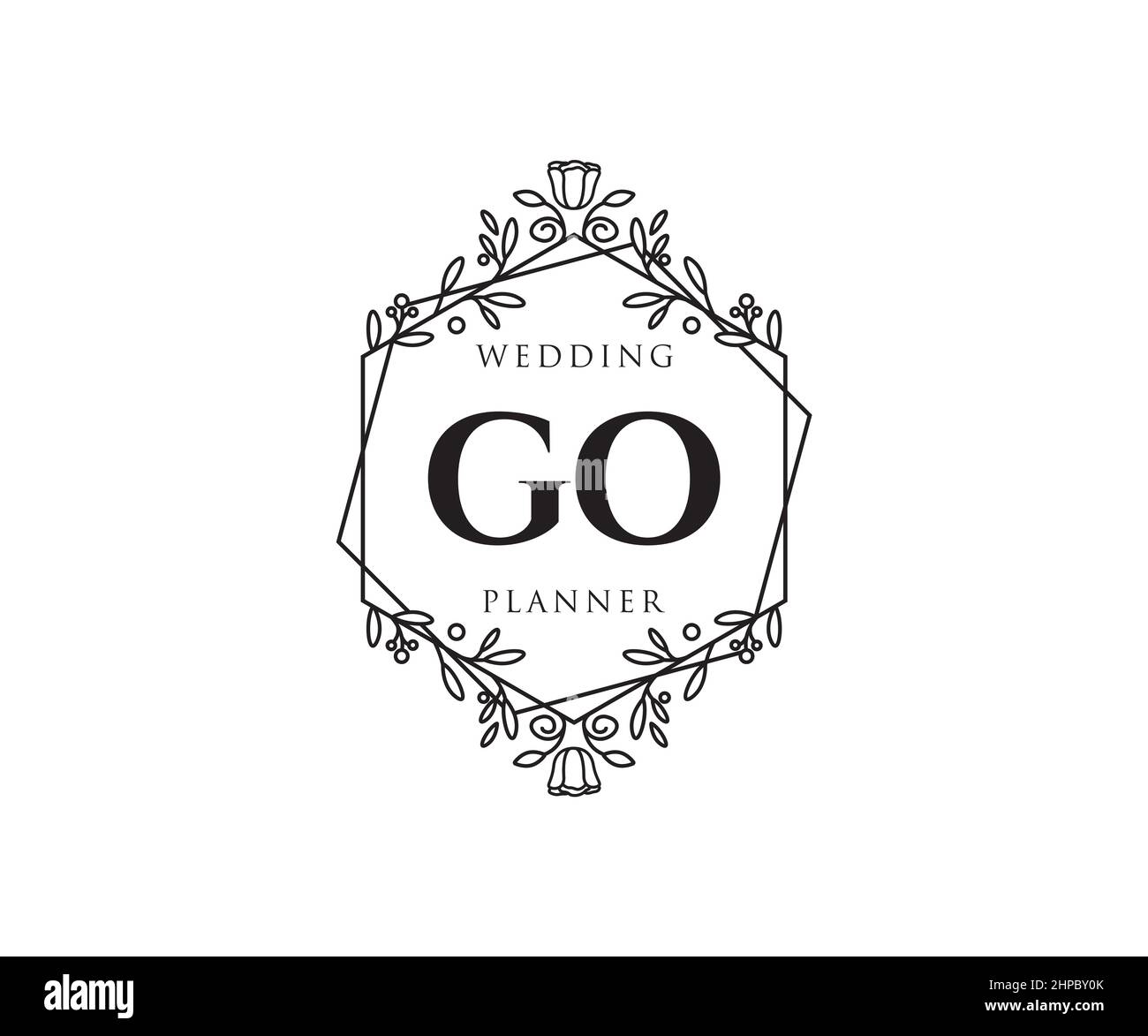 GO Initials letter Wedding monogram logos collection, hand drawn modern