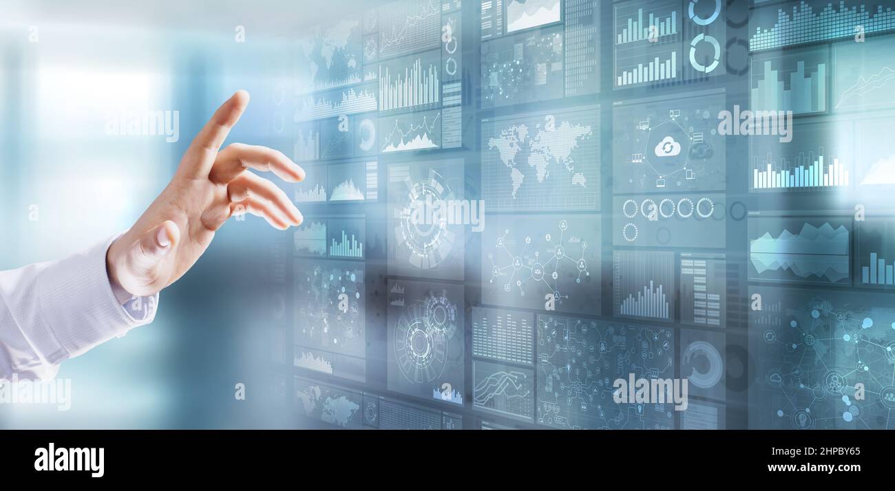 Applications icons on virtual screen, technology, development ...