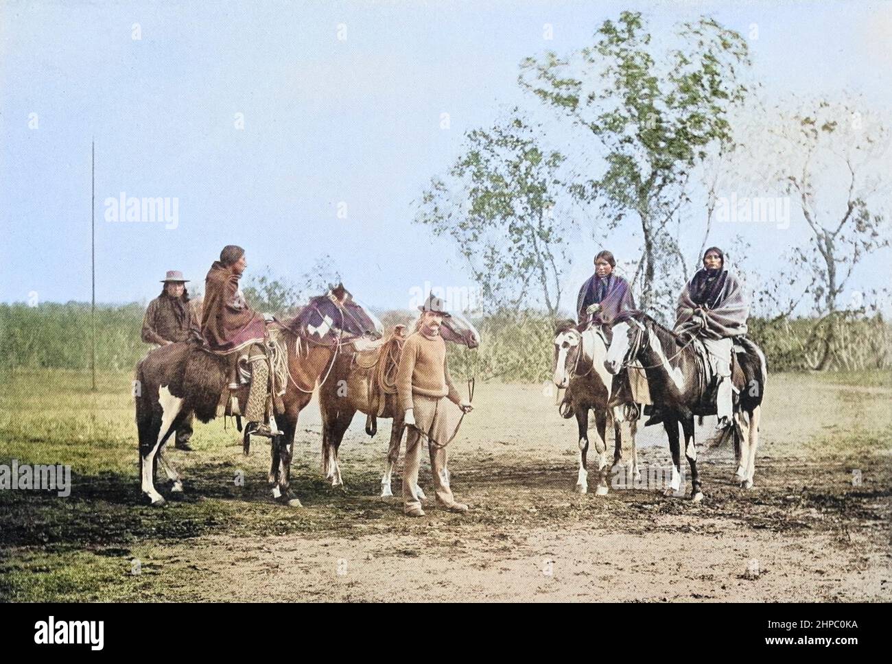 Machine Colorized North American Indians prepared for a journey From the book The living races of mankind; Volume 2 by Henry Neville Hutchinson, Published in London in 1901 by Hutchinson & co Stock Photo