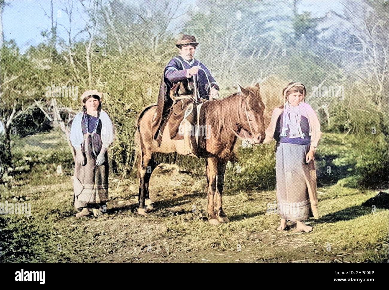 Machine Colorized A Chilian native and his wives The Mapuche are a ...