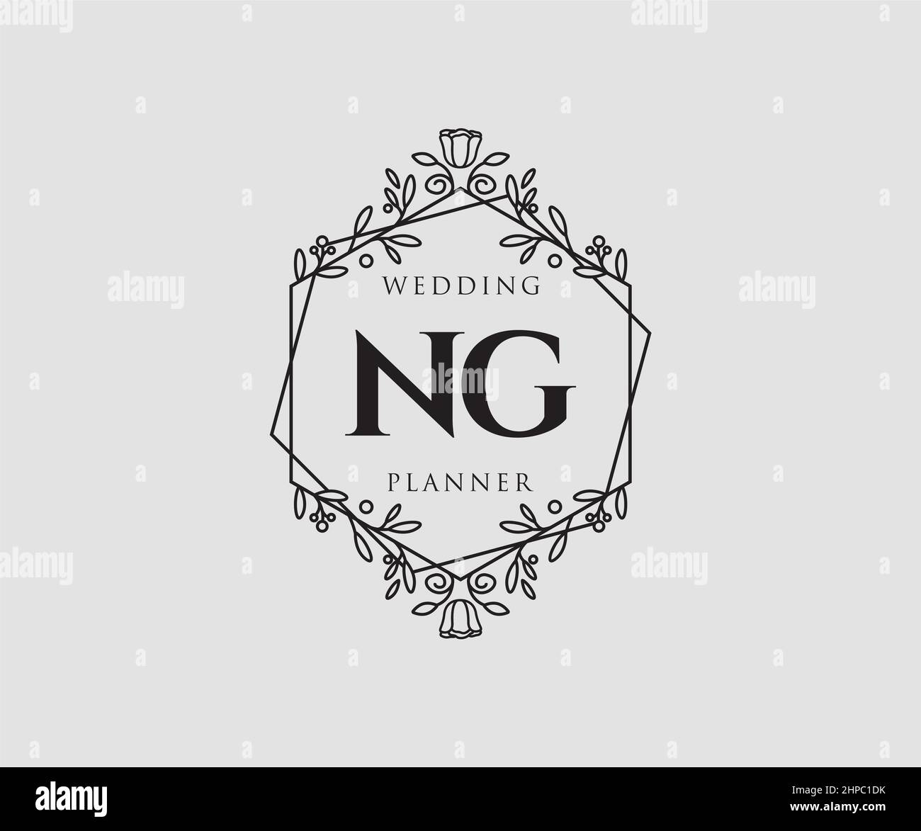 NG Initials letter Wedding monogram logos collection, hand drawn modern ...