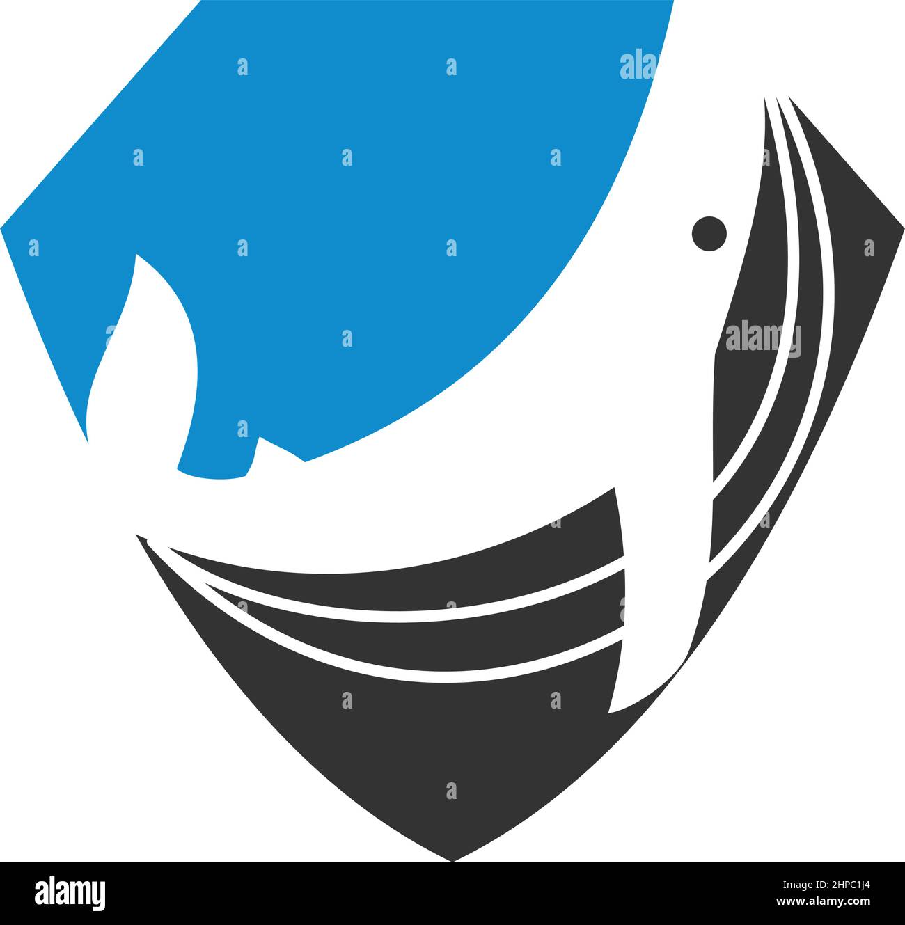 whale shield Icon Illustration Brand Identity Stock Vector