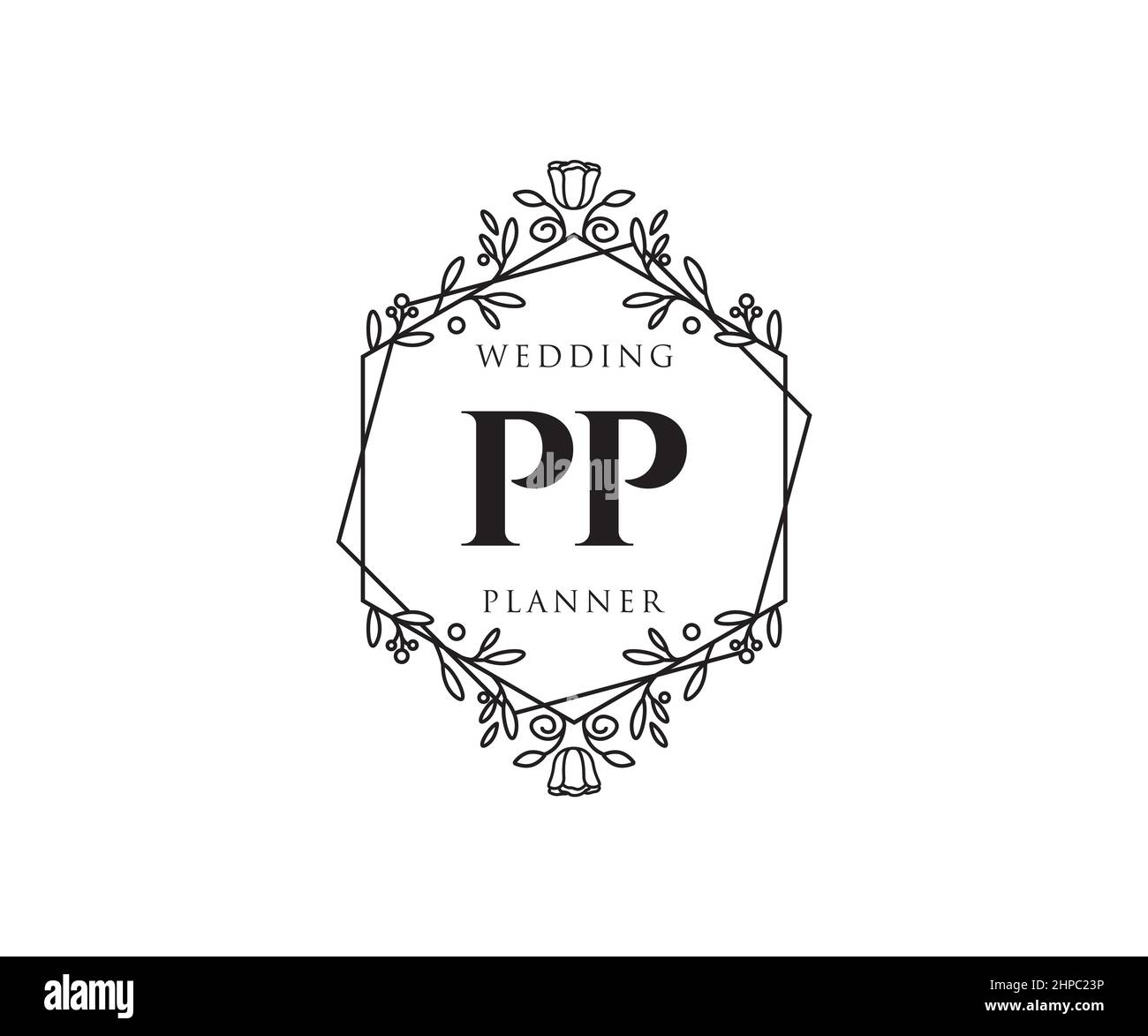 PP Initials letter Wedding monogram logos collection, hand drawn modern ...
