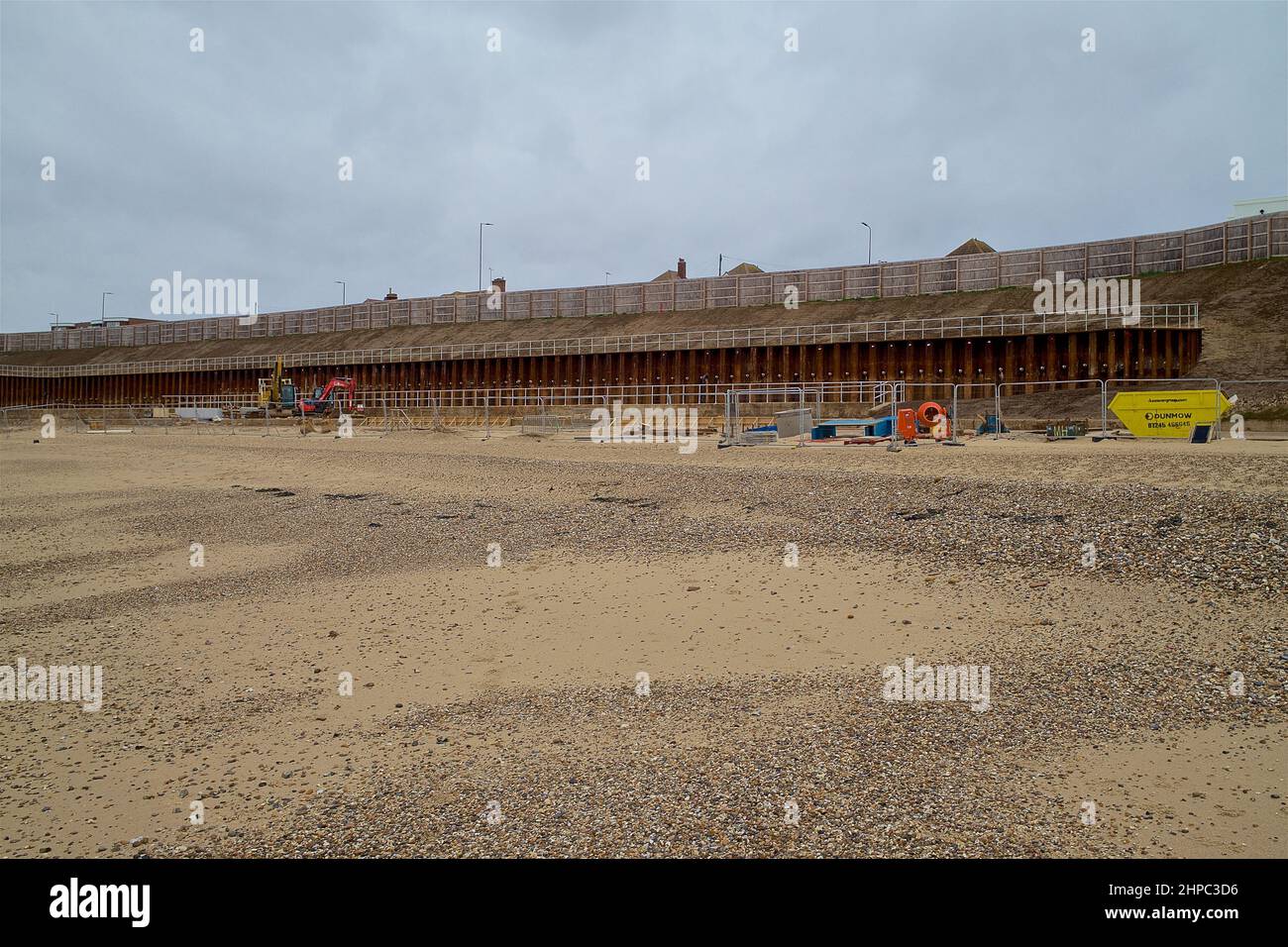 The sea defences and cliff stabilisation at Holland on Sea under going