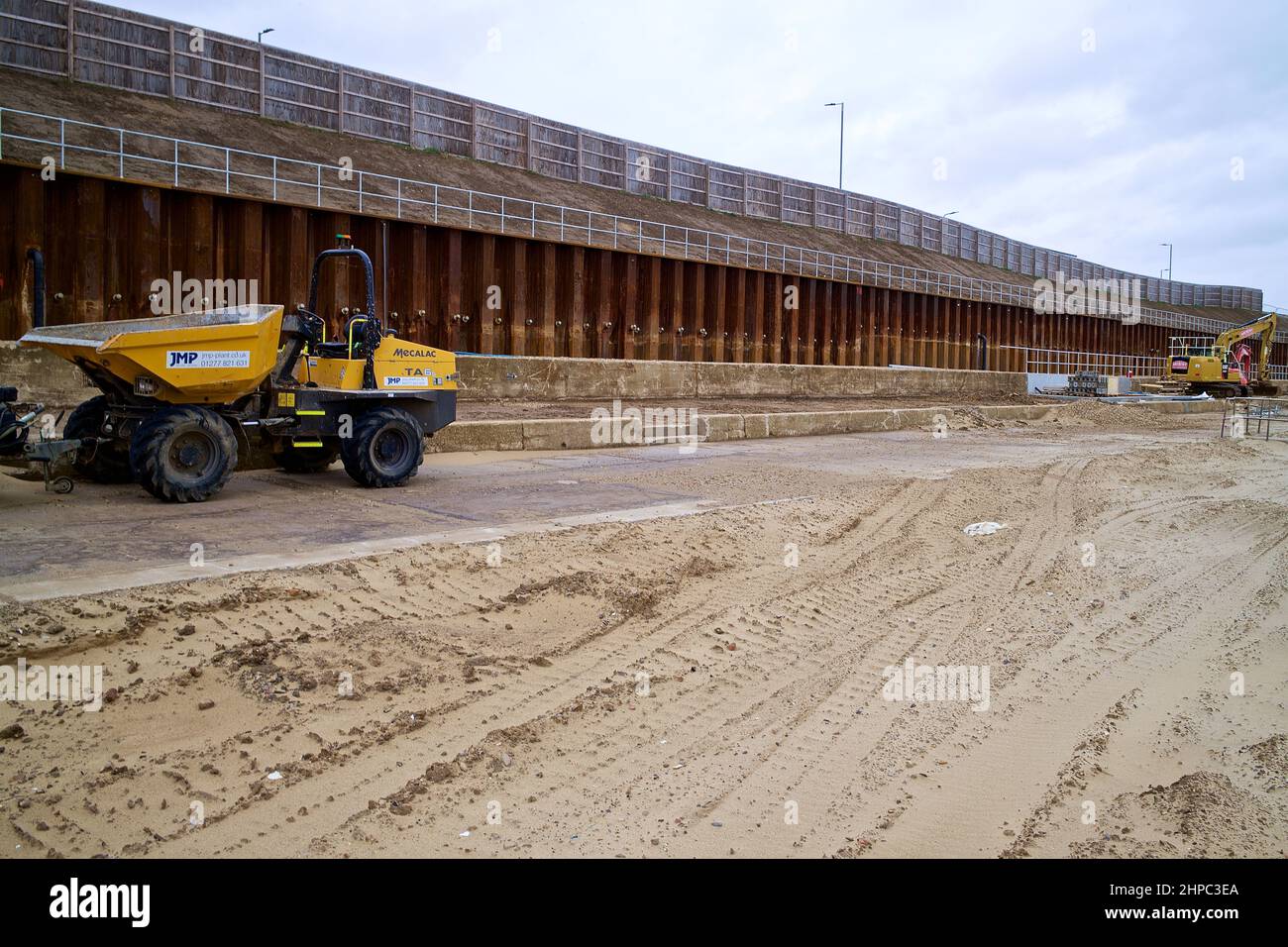 The sea defences and cliff stabilisation at Holland on Sea under going