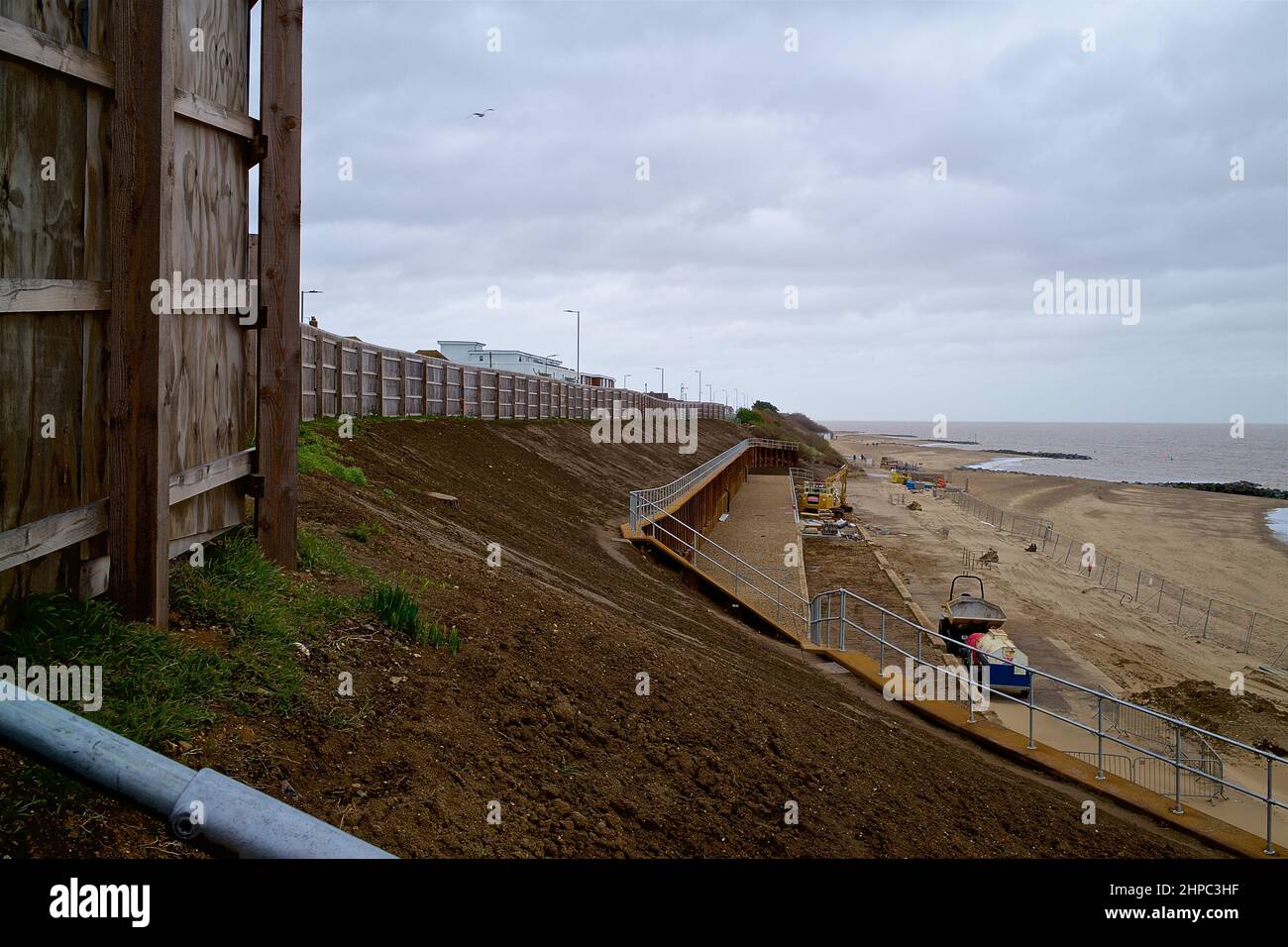 The sea defences and cliff stabilisation at Holland on Sea under going