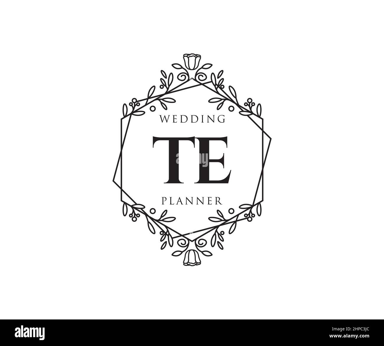 TE Initials letter Wedding monogram logos collection, hand drawn modern ...